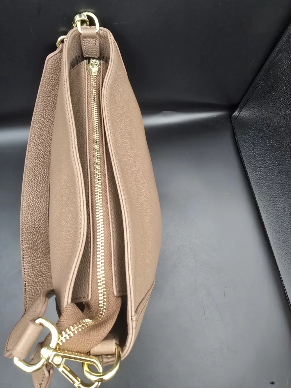 Pebbled Leather Hobo Bag in Taupe - Classic Everyday Carry